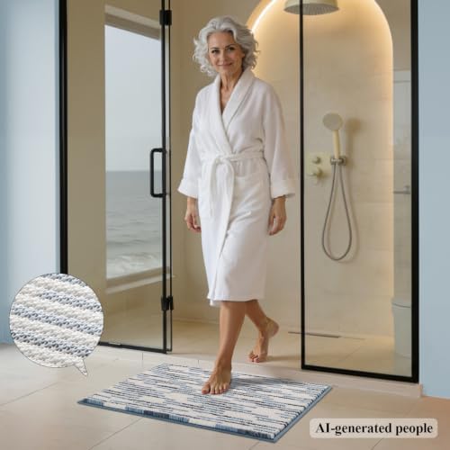 BSICPRO Bathroom Rugs Sets 2 Piece, Modern Bath Mat 20"x32"+16"x24", Blue