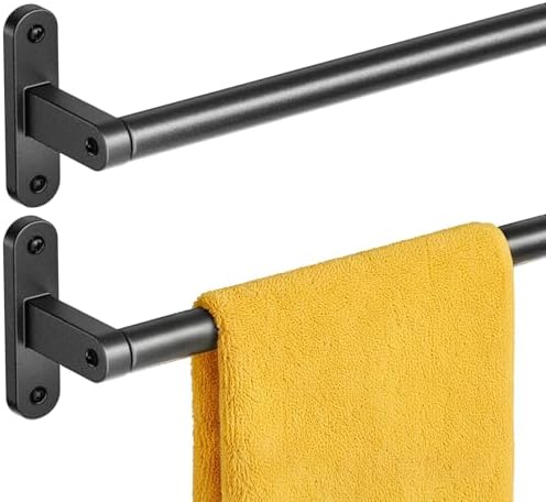 Powools Matte Black 24"-2 Towel Rack, Rustproof Wall Mounted Towel Bar