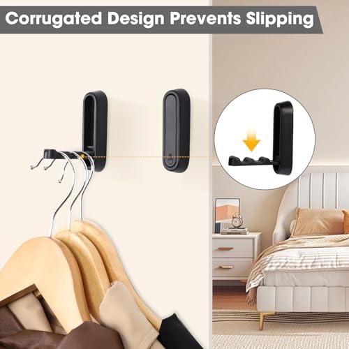 Dntorx Folding Wall Hooks, 6 Pack, Black, Zinc Alloy, Heavy Duty Coat Hooks
