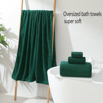 YTYC 39x78 Bath Sheets Set,Towels for Bathroom,Dark Green,6-Pieces