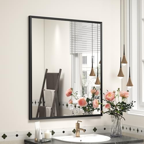 Black Framed Bathroom Mirror for Over Sink 24x28