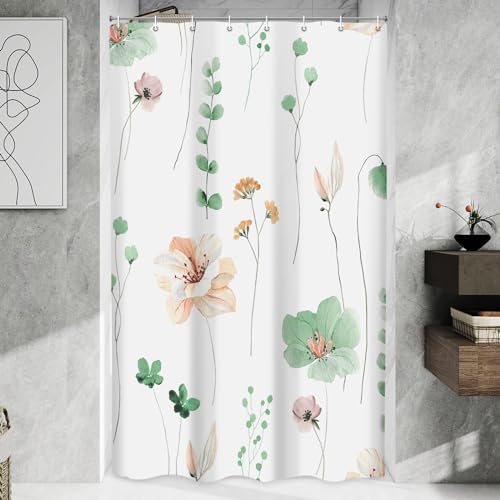 WITHLOC Floral Shower Curtains for Bathroom, Sage Green, 54" W x 72" L