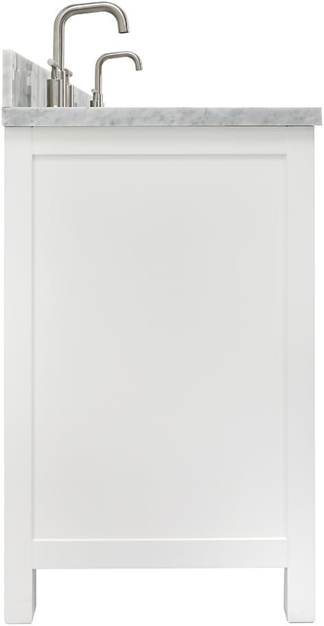 ARIEL Cambridge 66-inch Bathroom Vanity with Sink,Solid Wood, 1.5-inch Italian Carrara Marble Countertop, Double Rectangular Porcelain Sink, 4 Soft Closing Doors, 6 Dovetail Drawers, White