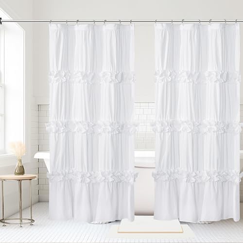 Homechoice Decor 2 Pack Fabric Shower Curtain Set, 36" W x 72" L x 2 Panels