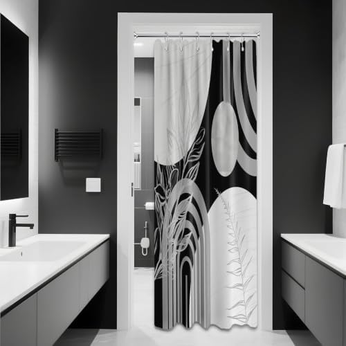 Grey and White Stall Shower Curtain, 36X72 in Narrow Small, Mid Century