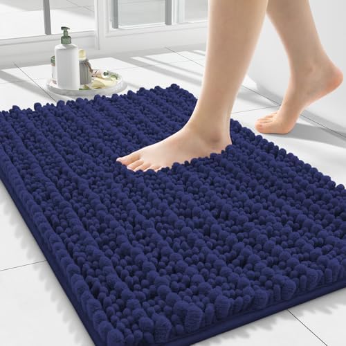 Smiry Bathroom Rugs 24X16, Extra Soft Rubber Backing Chenille Bath Mats