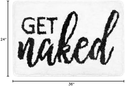Get Naked Bathroom Rugs - Funny Bath Mats for Bathroom Non Slip Cute Carpet Floor Decor Water Absorbent Bath Rugs for Sink Bathtub and Shower White 24" x 36"