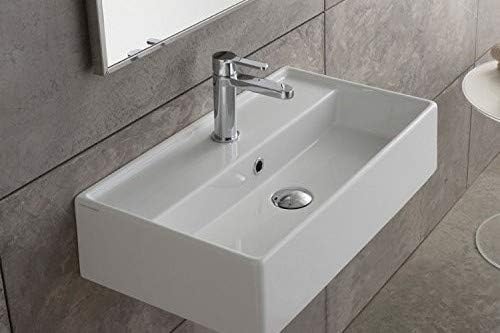Scarabeo 5002-Three Hole Teorema Rectangular Ceramic Wall Mounted/Vessel Sink, White