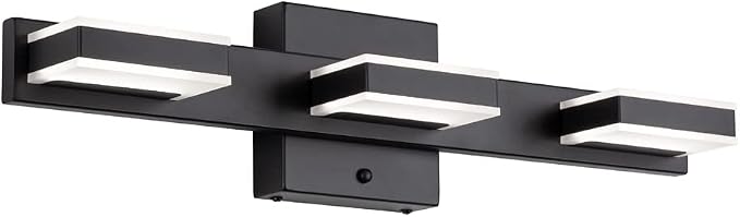 mirrea 20" 3 Light 3CCT LED Black Bathroom Vanity Light Fixture | Over Mirror,Bathroom Lighting,3000K/4000K/5000K ,Dimmable,Rust-resistant,Moisture-resistant,Acrylic shade,Wall Mount