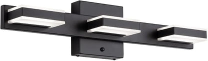 mirrea 20" 3 Light 3CCT LED Black Bathroom Vanity Light Fixture | Over Mirror,Bathroom Lighting,3000K/4000K/5000K ,Dimmable,Rust-resistant,Moisture-resistant,Acrylic shade,Wall Mount
