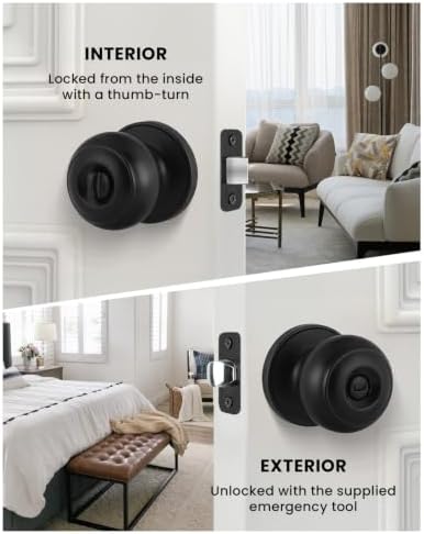 Haidms 6 Pack Matte Black Door Knobs Interior Privacy, Black Interior Door Knobs for Bedroom or Bathroom Classic Round Doorknobs Hardware