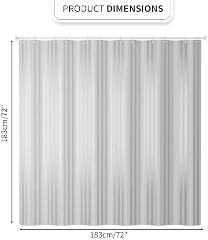 Gray Striped Shower Curtain - Water-Resistant Easy-Clean Fabric (72x72 Inches), Modern Minimalist Bathroom Decor