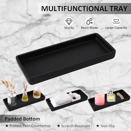 XLHOMO Resin 6 Pcs Black Bathroom Accessories Set - Countertop Organizer
