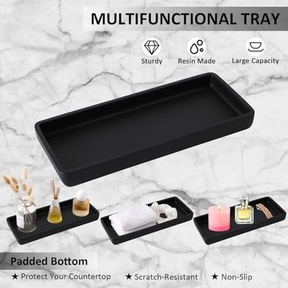 XLHOMO Resin 6 Pcs Black Bathroom Accessories Set - Countertop Organizer