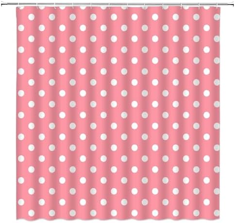 Polka Dot Shower Curtain Pink Retro Spot Vintage Fabric Decorative Bathroom Curtains with Hooks,70" Wx75 H