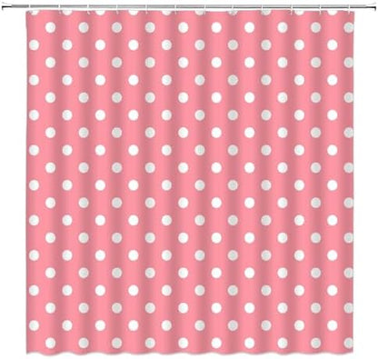Polka Dot Shower Curtain Pink Retro Spot Vintage Fabric Decorative Bathroom Curtains with Hooks,70" Wx78 H