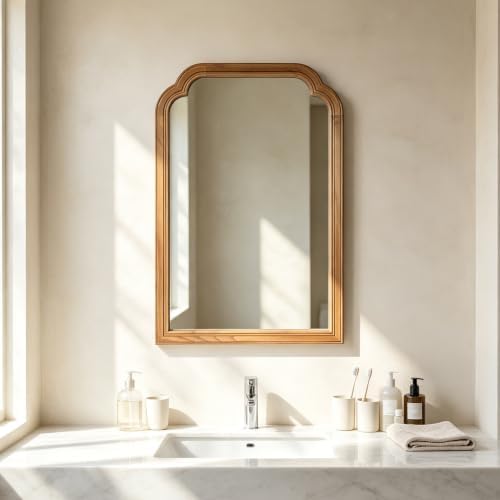 Wood Framed Bathroom Mirror for Wall 30"x20" Rustic Decorative Mirror