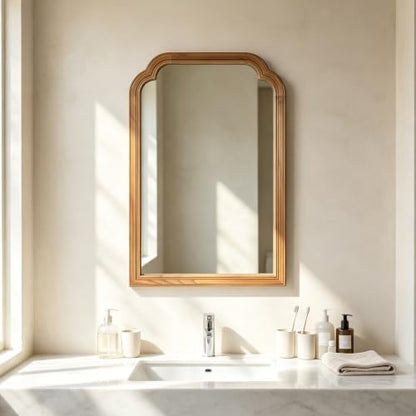 Wood Framed Bathroom Mirror for Wall 30"x20" Rustic Decorative Mirror