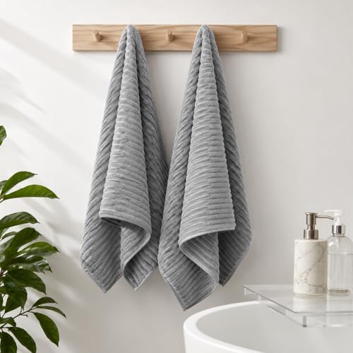 4 Piece Bath Towels, 30"x60" Microfiber Towels Set, Grey