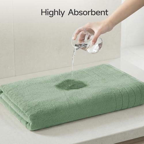 REDKISS Luxury Bath Towels Set of 4, 35x70 in, Highly Absorbent & Quick Dry, Super Soft Extra Large Premium Thick Cotton Green Bath Sheets for Shower, Hotel, Bathroom, Spa