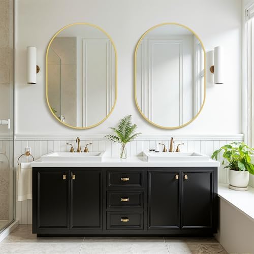Oval Bathroom Mirror for Over Sink, 2 Pack 24"x36" Vanity Mirror, Gold