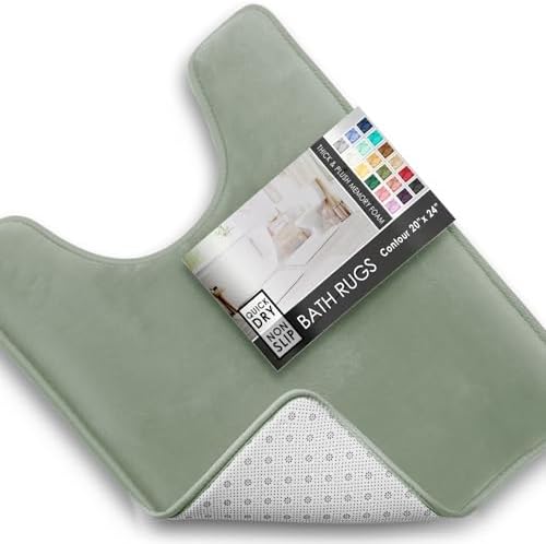 Clara Clark Bathroom Rugs, Velvet Memory Foam Bath Mat, Non-Slip Bath Rugs, Machine Wash, Dries Quickly, Ultra Soft Plush Bath Mats for Bathroom, 20 x 24, Ice Green