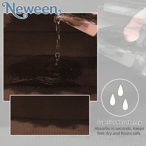 Neween Bathroom Rugs Set 3 Piece, Absorbent Memory Foam Bath Mat, Brown