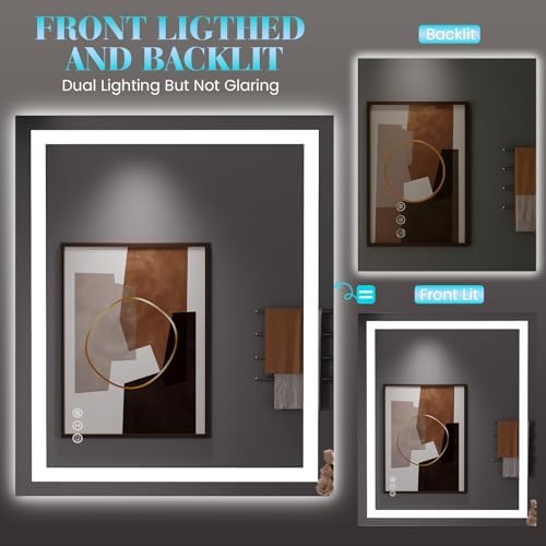 JISOSO LED Bathroom Mirror, Bathroom Vanity Mirror, 30"x36"