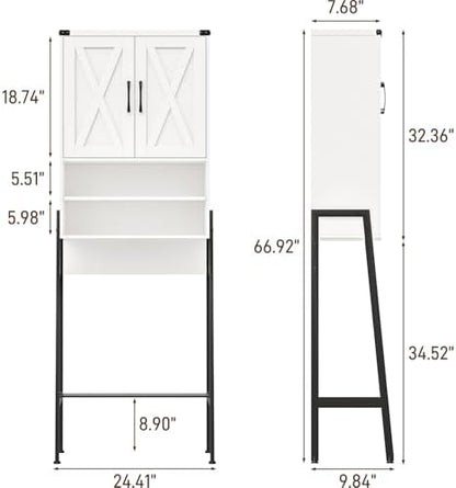 Vabches Metal Frame Over The Toilet Storage Cabinet, Unique White