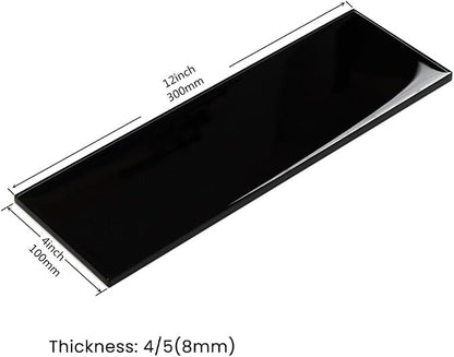 Black Glass Subway Tile 4 x 12 Inch for Kitchen Backsplash Bathroom Shower Wall Pack of 12 Pcs 4 sq.ft