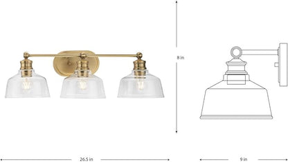 Progress Lighting P300397-163 Singleton Collection 3-Light Vanity Light Vintage Brass