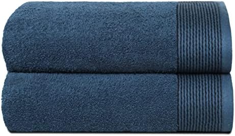 BELIZZI HOME Ultra Soft 2 Pack Oversized Bath Towel Set 28x55 inches, 100% Cotton Large Bath Towels, Ultra Absorbant Compact Quickdry & Lightweight Towel, Ideal for Gym Travel Camp Pool - Mineral Blue