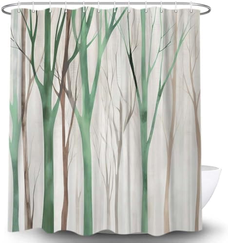 Birch Forest Abstract Shower Curtain Farmhouse Bathroom Decor 72X84 Inch