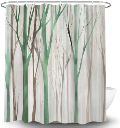 Birch Forest Abstract Shower Curtain Farmhouse Bathroom Decor 72X84 Inch