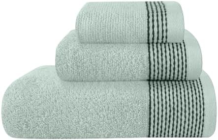 Belizzi Home Ultra Soft 3 Pack Cotton Towel Set, Contains a Bath Towel 28x55 inch, a Hand Towel 16x24 inch & a Wash Coth 12x12 inch, Ideal Everyday use, Compact & Lightweight -Sea Green