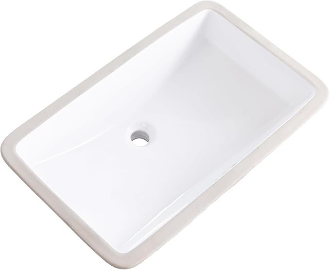 27 Inch Undermount Bathroom Sink Rectangle Undermount Sink White Ceramic Under Counter Bathroom Sinks with Overflow (27.3"x16.5")