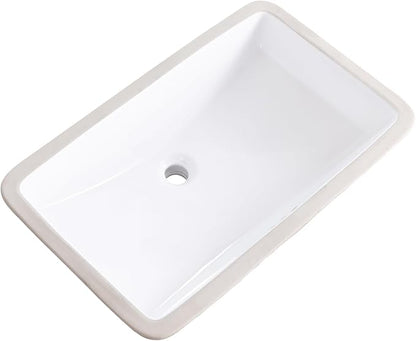 27 Inch Undermount Bathroom Sink Rectangle Undermount Sink White Ceramic Under Counter Bathroom Sinks with Overflow (27.3"x16.5")