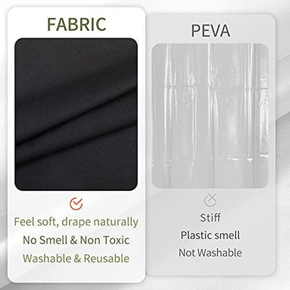 ALYVIA SPRING Waterproof Fabric Shower Curtain Soft Hotel Quality - 3 Magnets at Bottom, Premium Black Shower Curtain Liner for Bathroom, Light-Weight Cloth & Washable - 72x72, Black (Pack of 3)