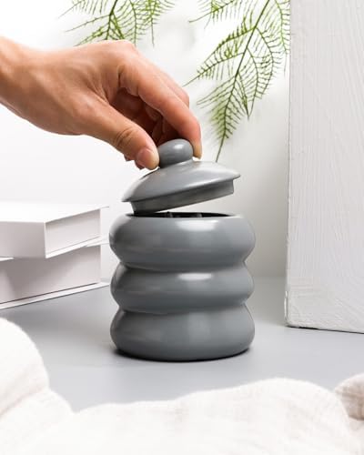 Bathroom Accessory Set 5PCS, Ceramic Bathroom Accessories Set, Irregular Shape Small Bathroom Sets Accessories Complete, Home Apartment Minimalist Decor Vanity Countertop, ANTIS'S HOME (Grey)
