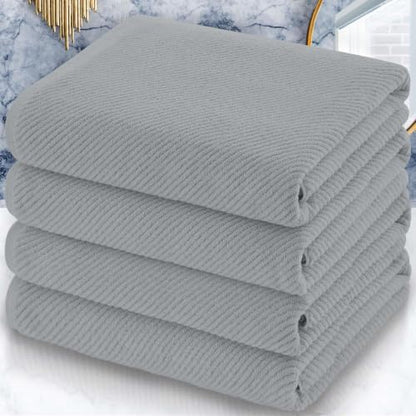 VOOVA & MOVAS Bath Towels 4PC, 100% Cotton, 30x56 in, Gray