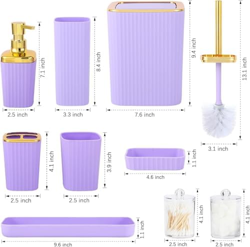 23 PCS Purple Bathroom Accessories Set丨Shower Curtain Bathroom Accessory