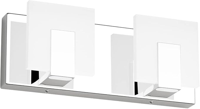 Aipsun 2 Lights Dimmable Modern LED Vanity Light for Bathroom Frosted White Acrylic Chrome Up and Down Bathroom Wall Light Fixtures Over Mirror(White Light 6000K)