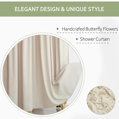 Handmade Bow Tie Shower Curtain, Camel, 72 x 72 in