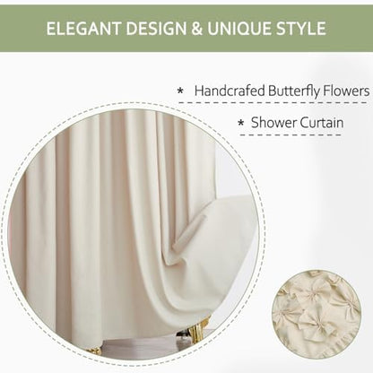 Handmade Bow Tie Shower Curtain, Camel, 72 x 72 in