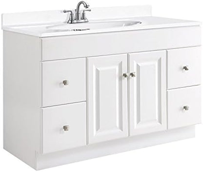 Design House Wyndham 48 Inch Bathroom Vanity, Ready to Assemble, Solid Wood, White, 597278