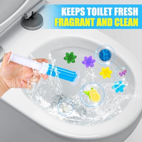 4 Pack Toilet Gel Stamp, 48 Stamps, Flowers Shaped,Toilet Bowl Cleaners