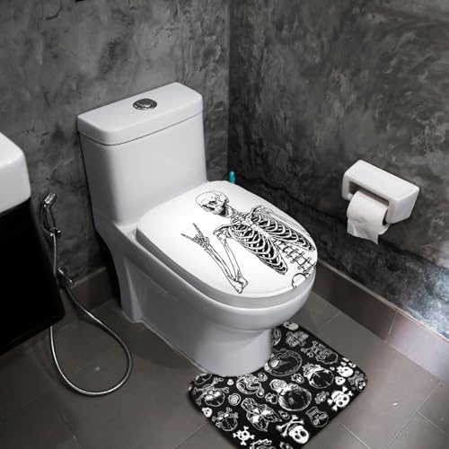 Honoson 8 Pcs Halloween Skeleton Shower Curtain Set
