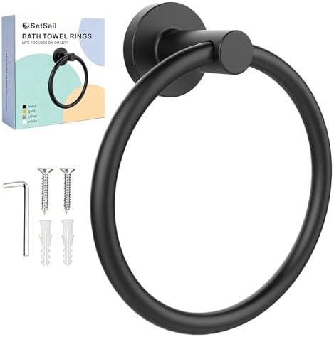 SetSail Towel Holder for Bathroom Wall Matte Black Towel Ring
