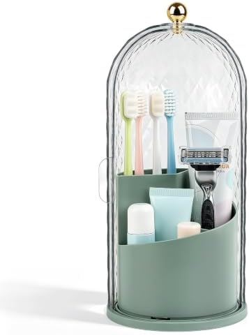 Toothbrush Holder with Cover for Bathroom Countertop, Organizer, Green