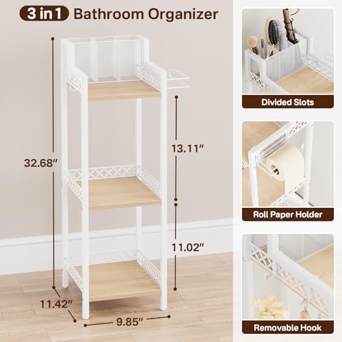Slim Bathroom Storage Shelf Unit, Makeup Organizer for Small Spaces